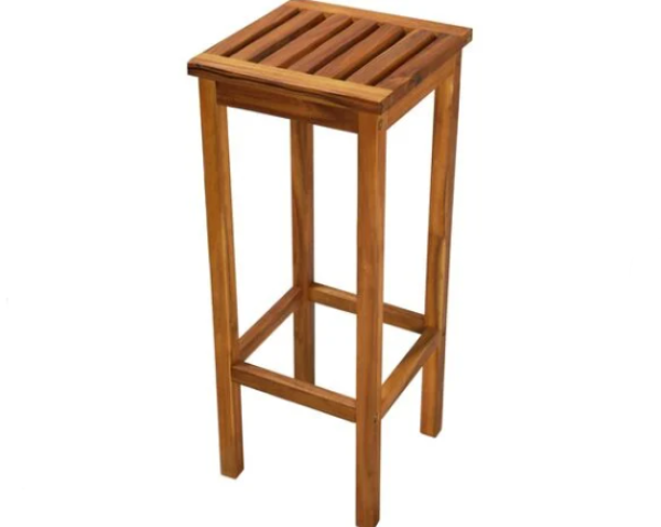 Tabouret en bois avec repose-pieds