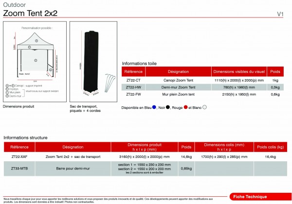 Chapiteau pliable 3X3