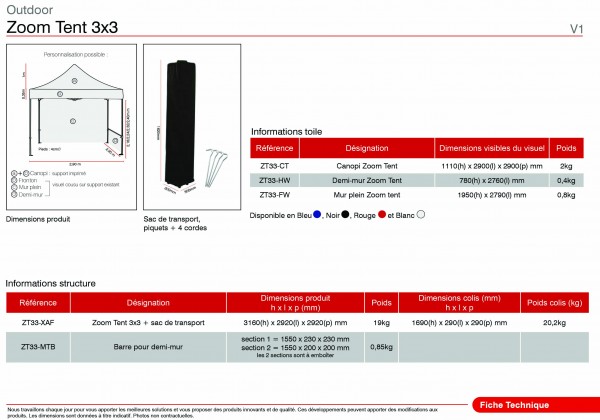 Chapiteau pliable 3X3