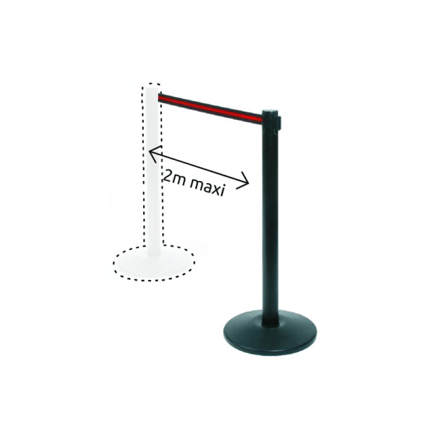 Potelet ENROULEUR sangle rouge 2m Max.