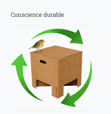 100% recyclé et recyclable notre tabouret en carton