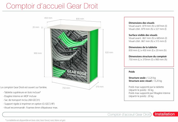 Comptoir Pliable Rigide
