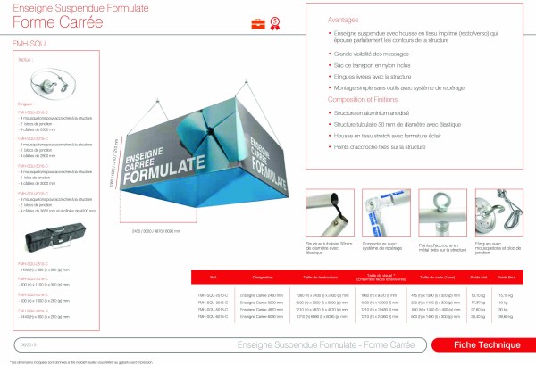 Enseigne textile carrée